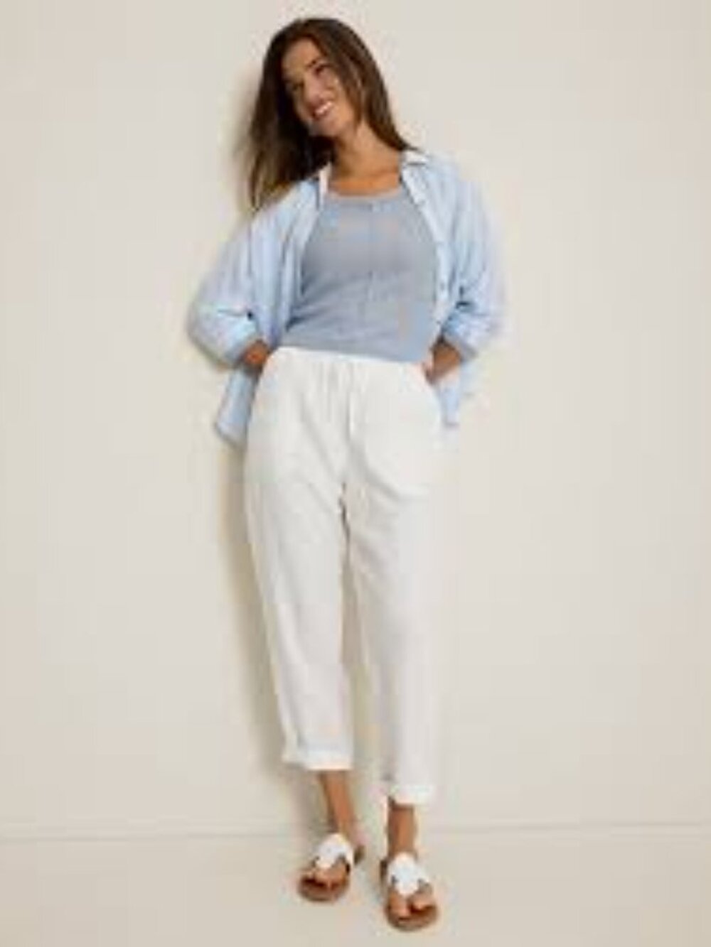 Tommy Bahama White High Rise Tapered Linen Pants